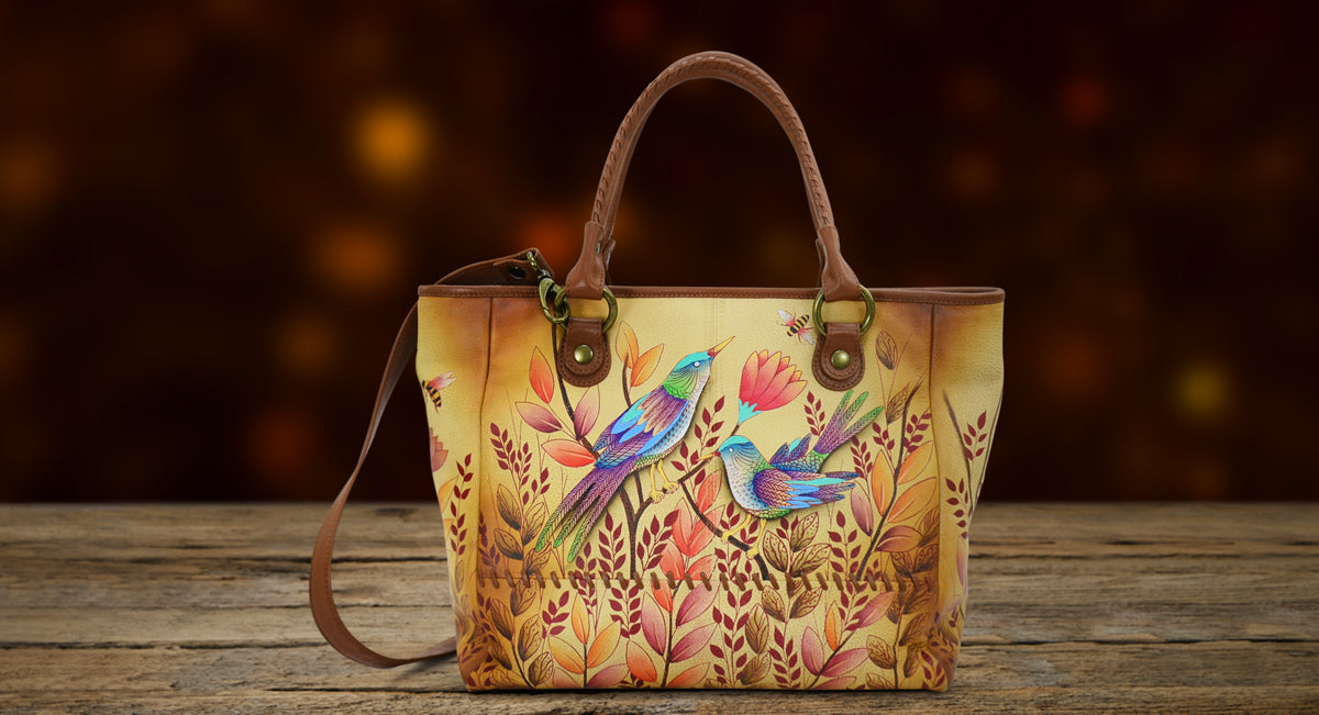 Borsa in pelle traforata dipinta a mano - NATURE COLORS - Borse Donna Borsa in pelle traforata dipinta a mano - NATURE COLORS - Borse Donna