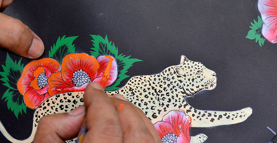 Enigmatic Leopard Hand Painted bags and accessories