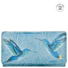 Load image into Gallery viewer, Tooled Birds Sky Accordion Flap Wallet - 1112
