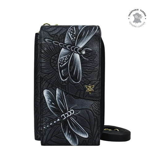 Tooled Dragonfly Meadow Pewter​ Crossbody Phone Case - 1173