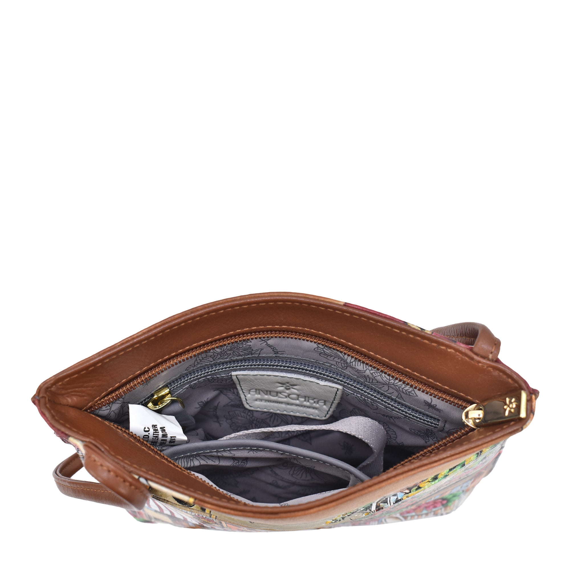 Schlanke Umhängetasche mit Frontreißverschluss - 452