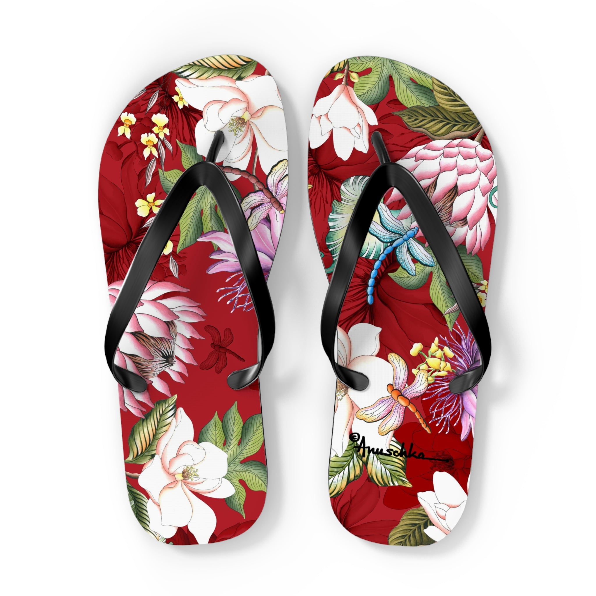 Crimson Garden Flip Flops