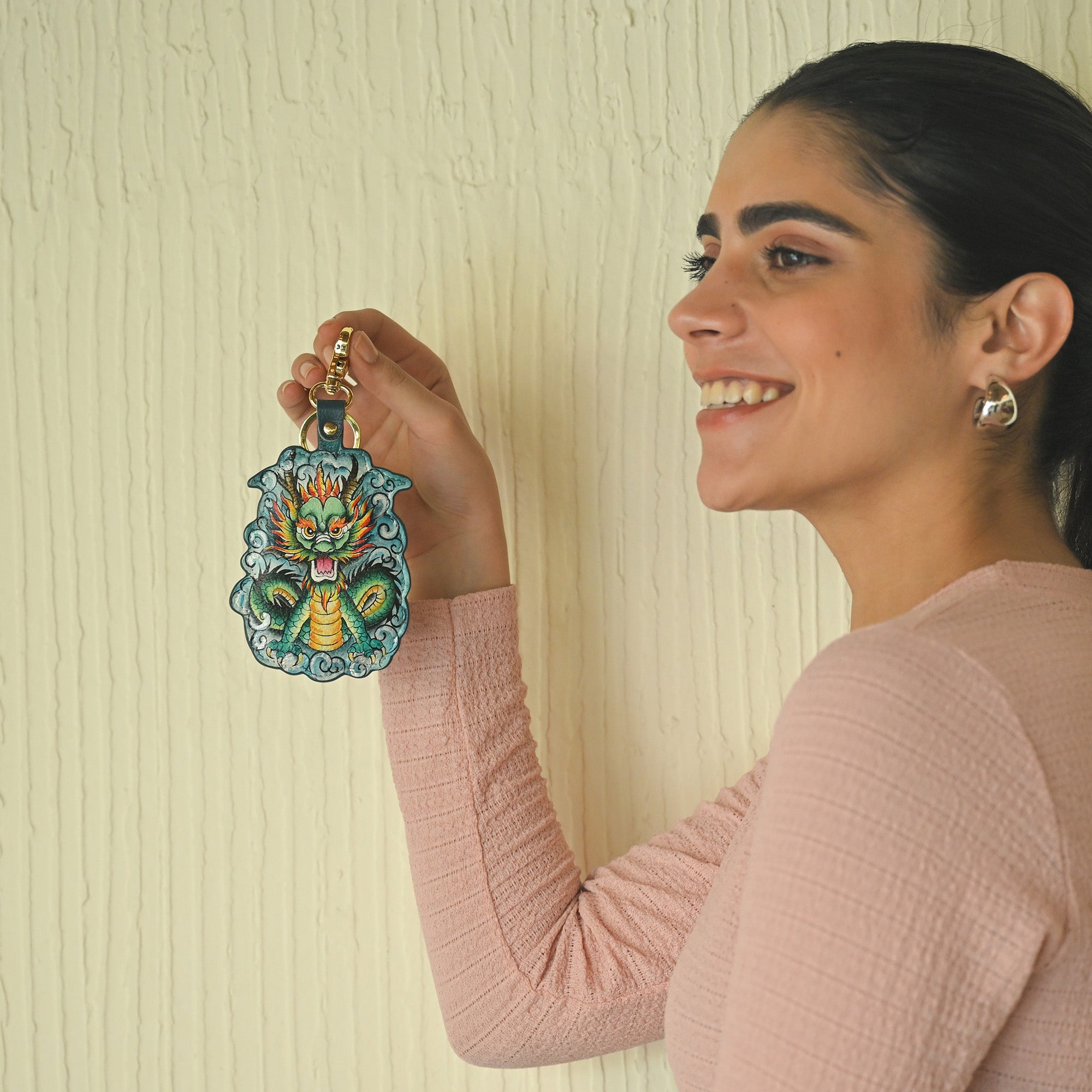 Painted Leather Bag Charm K0042 - Keycharms