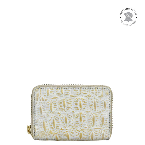 Croco Embossed Cream Gold Accordion Style Credit And Business Card Holder - 1110