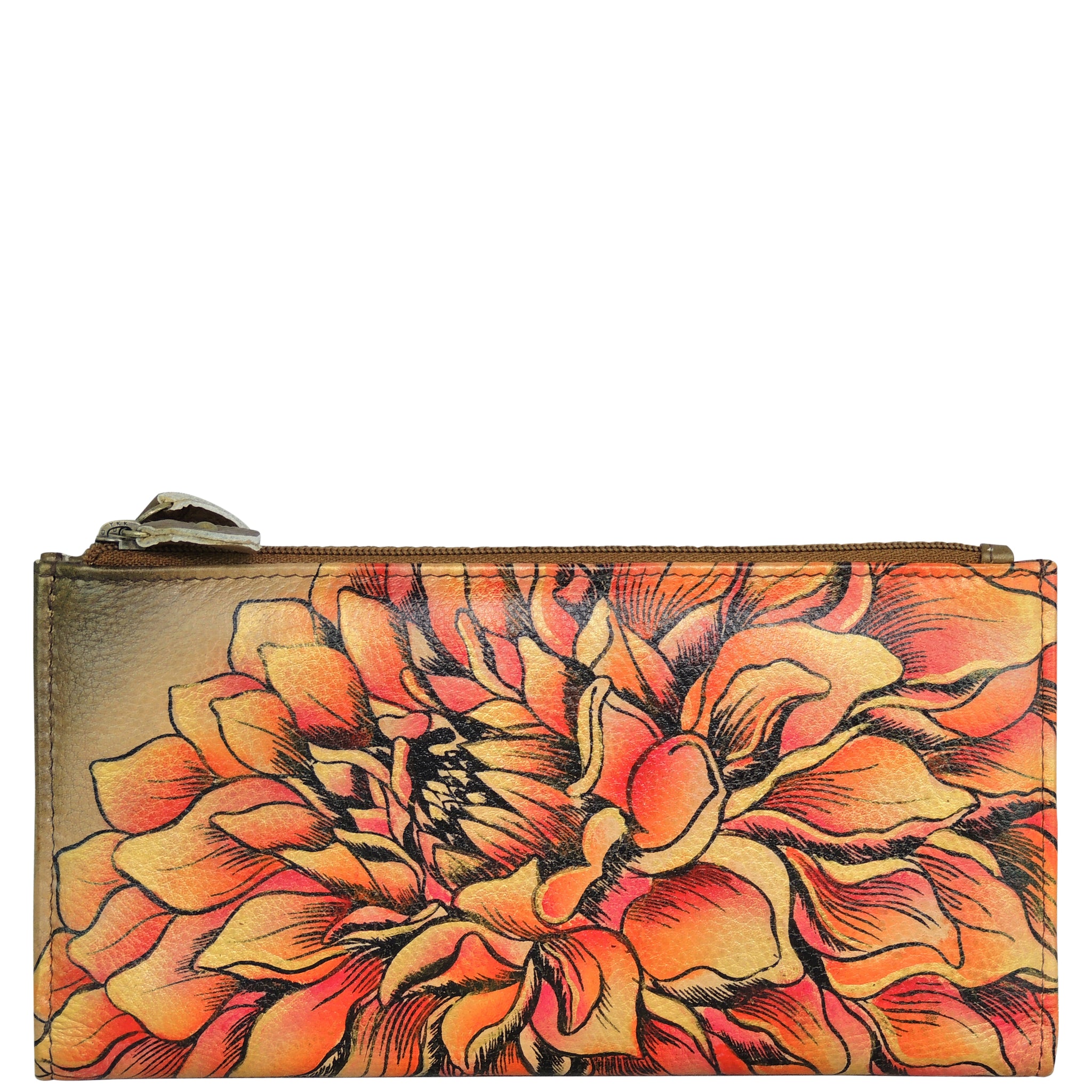 Anuschka, Bags, Anuschka Bird Flower Design Hand Painted Leather Wallet