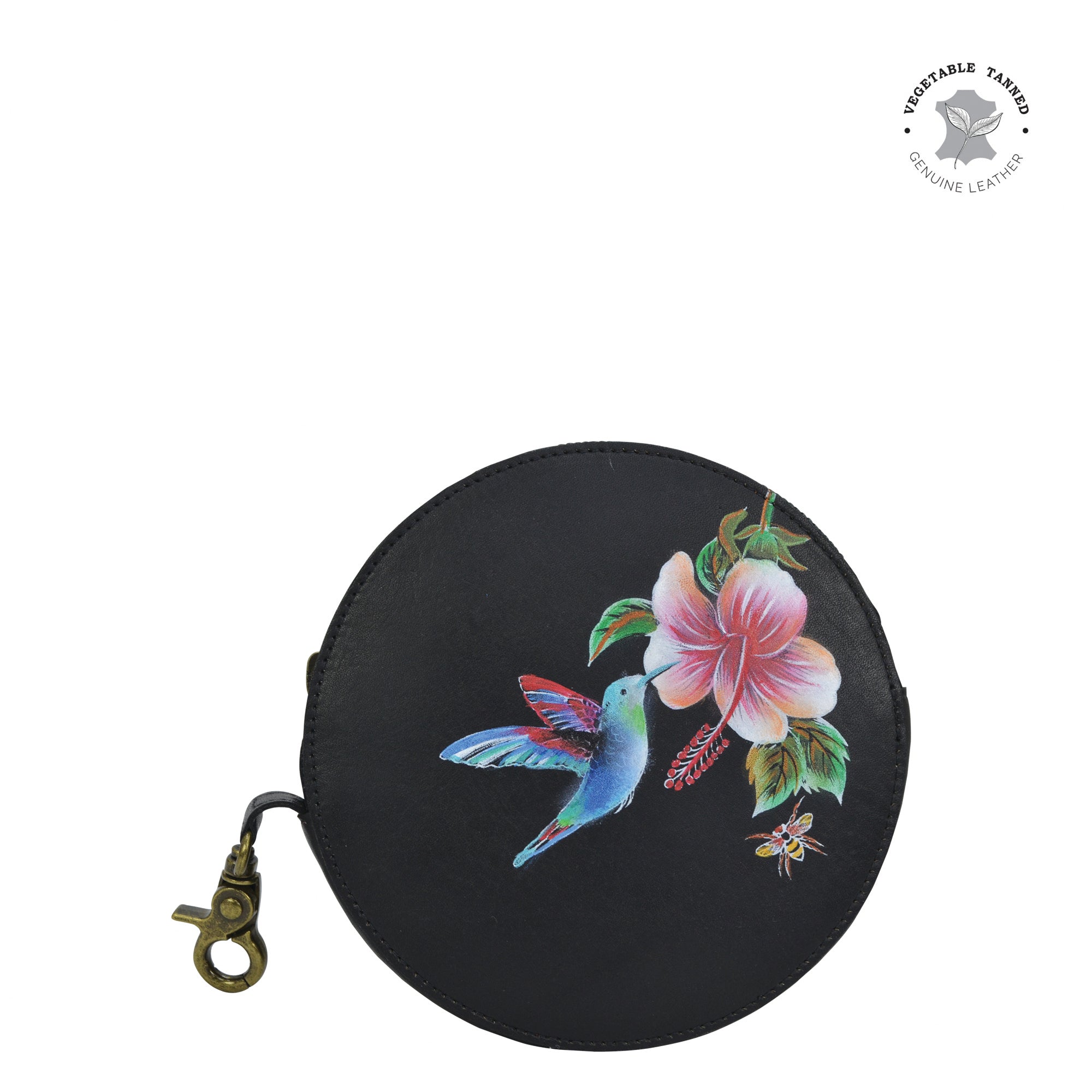 Hummingbird Black Round Coin Purse - 1175