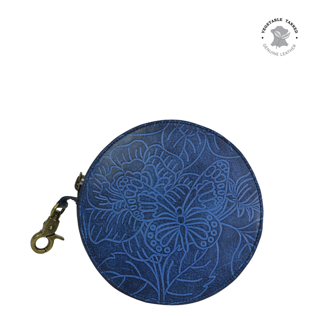 Tooled Butterfly Ocean Round Coin Purse - 1175