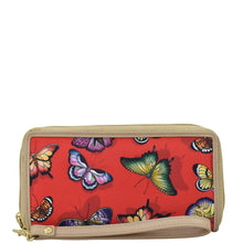 Load image into Gallery viewer, Fabric with Leather Trim Wristlet Travel Wallet - 13000
