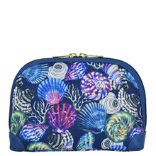 Load image into Gallery viewer, Fabric with Leather Trim Dome Cosmetic Bag - 13002

