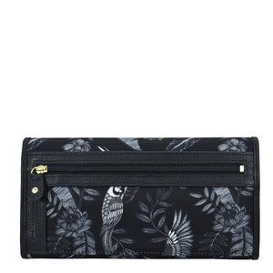 Fabric with Leather Trim Three-Fold RFID Wallet - 13007