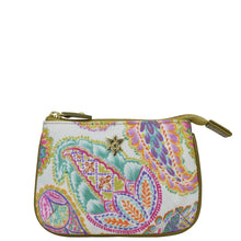 Load image into Gallery viewer, Boho Paisley Fabric with Leather Trim Zip Travel Pouch - 13008
