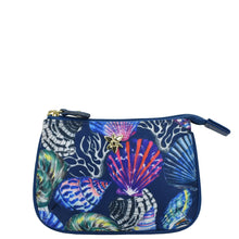 Load image into Gallery viewer, Sea Treausres Fabric with Leather Trim Zip Travel Pouch - 13008
