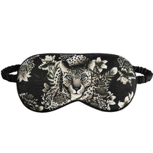 Load image into Gallery viewer, Anuschka style 3302, printed 100% Silk Padded Eye Mask. Cleopatra&#39;s Leopard painting in black, grey and silver color. Lightly padded and Comfortable elastic strap.
