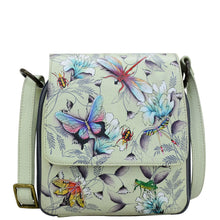 Load image into Gallery viewer, Anuschka Style 483, handpainted Triple Compartment Crossbody Organizer. Wondrous Wings painting
