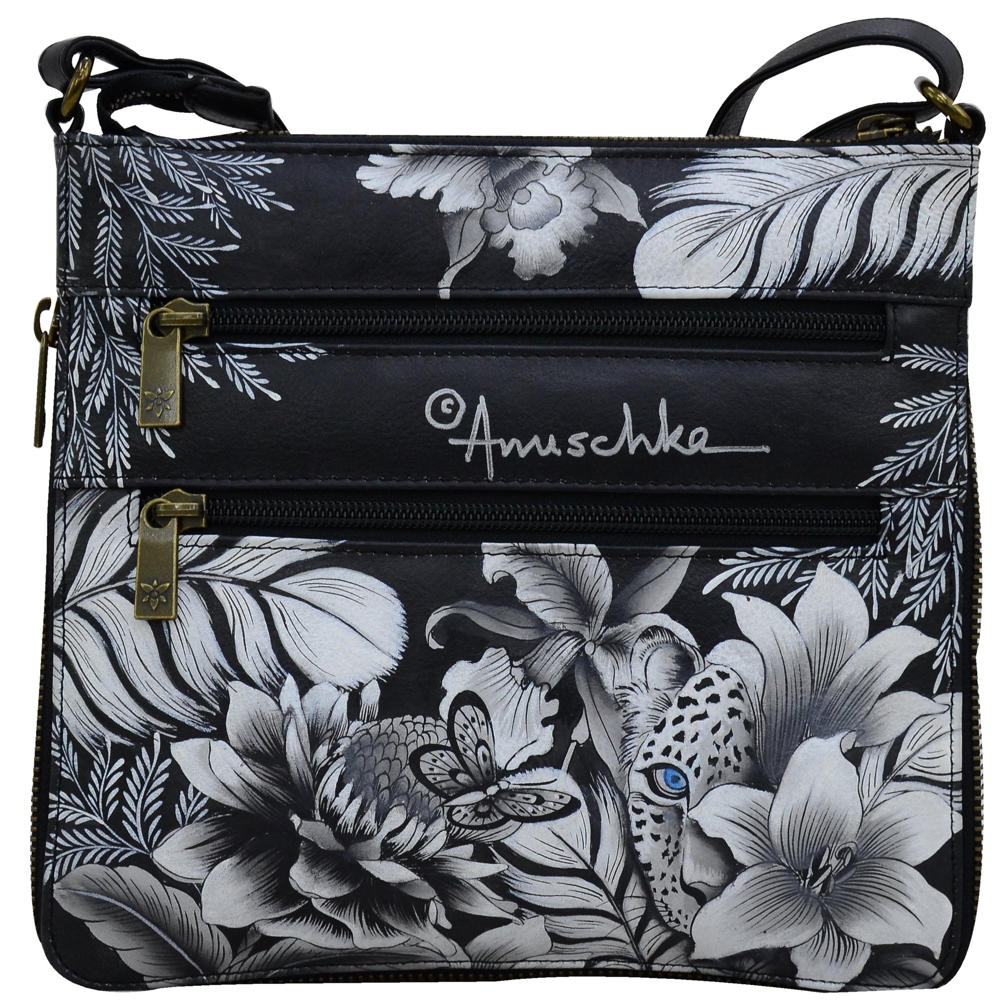 Leather Hand Painted Expandable Travel Crossbody