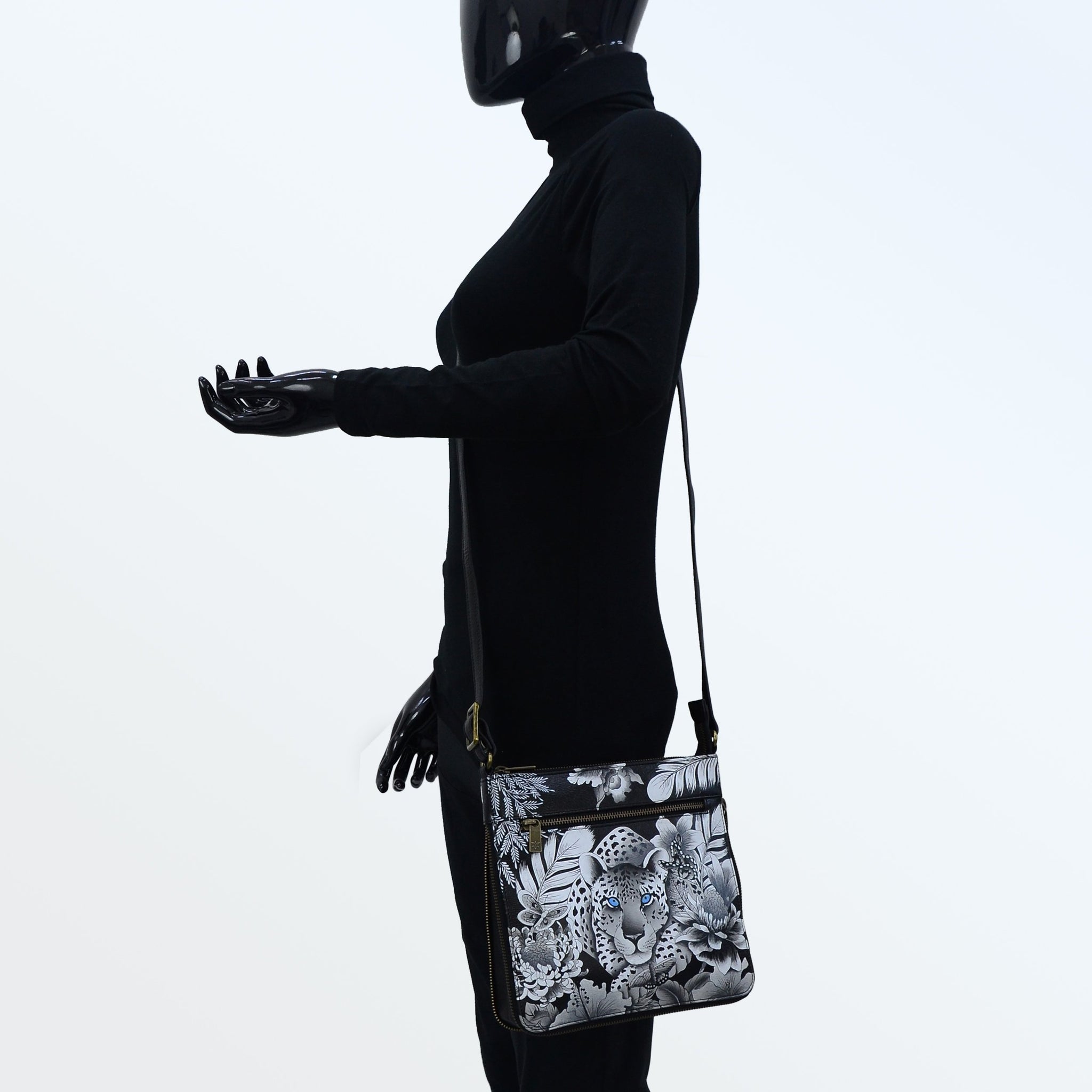 Leather Hand Painted Expandable Travel Crossbody