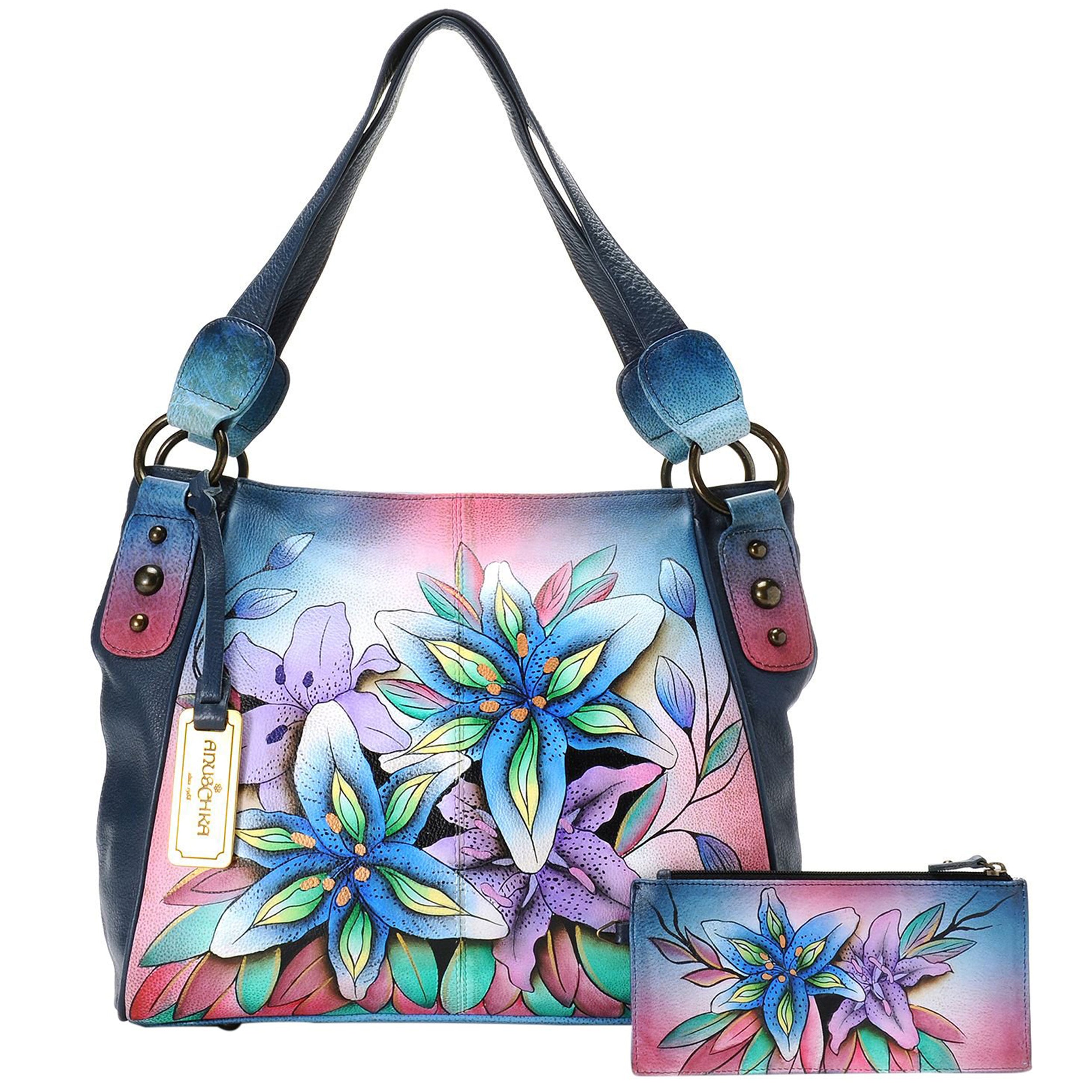 Hobo bag, deals 382 Anuschka, hand painted Butterfly, premium floral & safari print