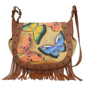 Anuschka Fringed Flap Saddle Bag - 619