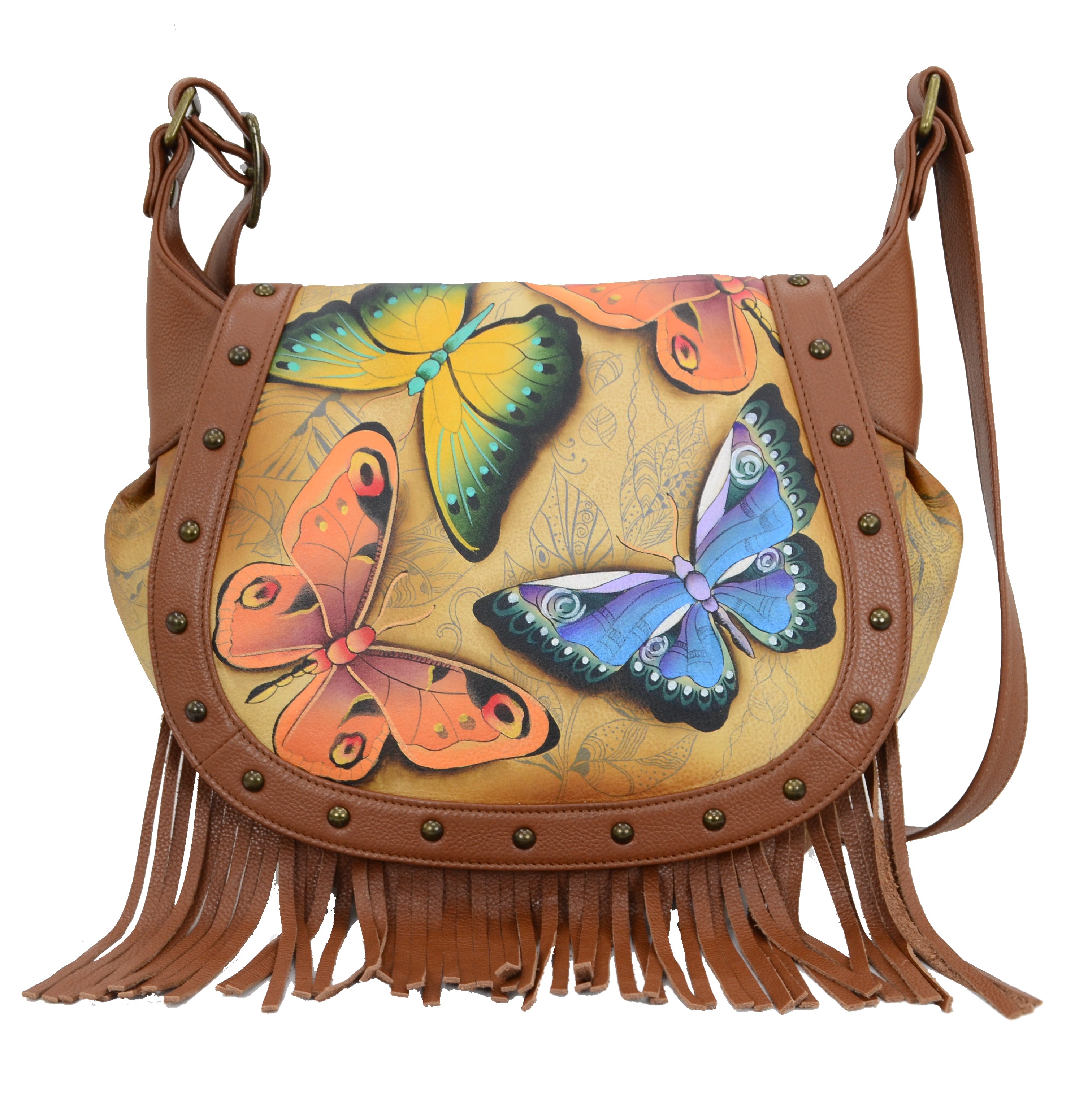 Anuschka Fringed Flap Saddle Bag - 619