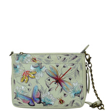 Load image into Gallery viewer, Anuschka Style 636, handpainted Compact Crossbody With Front Pocket. Wondrous Wings painting

