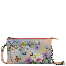 Load image into Gallery viewer, Anuschka Style 637, handpainted Organizer Crossbody With RFID Protection. Japanese Garden painting
