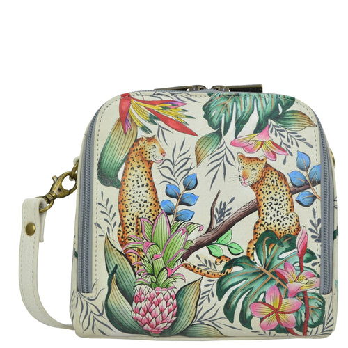 Anuschka style 668, handpainted Zip Around Travel Organizer. Jungle Queen painting in Ivory color. Featuring RFID blocking.