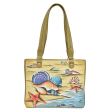 Load image into Gallery viewer, Anuschka style 677, handpainted Medium Shopper, Gift of the Sea painting in Multi color. Fits tablet, E-Reader.
