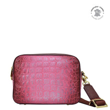 Load image into Gallery viewer, Croco Embossed Berry Twin Top Messenger - 704
