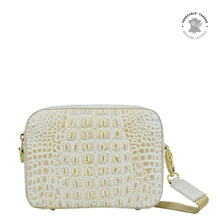 Load image into Gallery viewer, Croco Embossed Cream Gold Twin Top Messenger - 704
