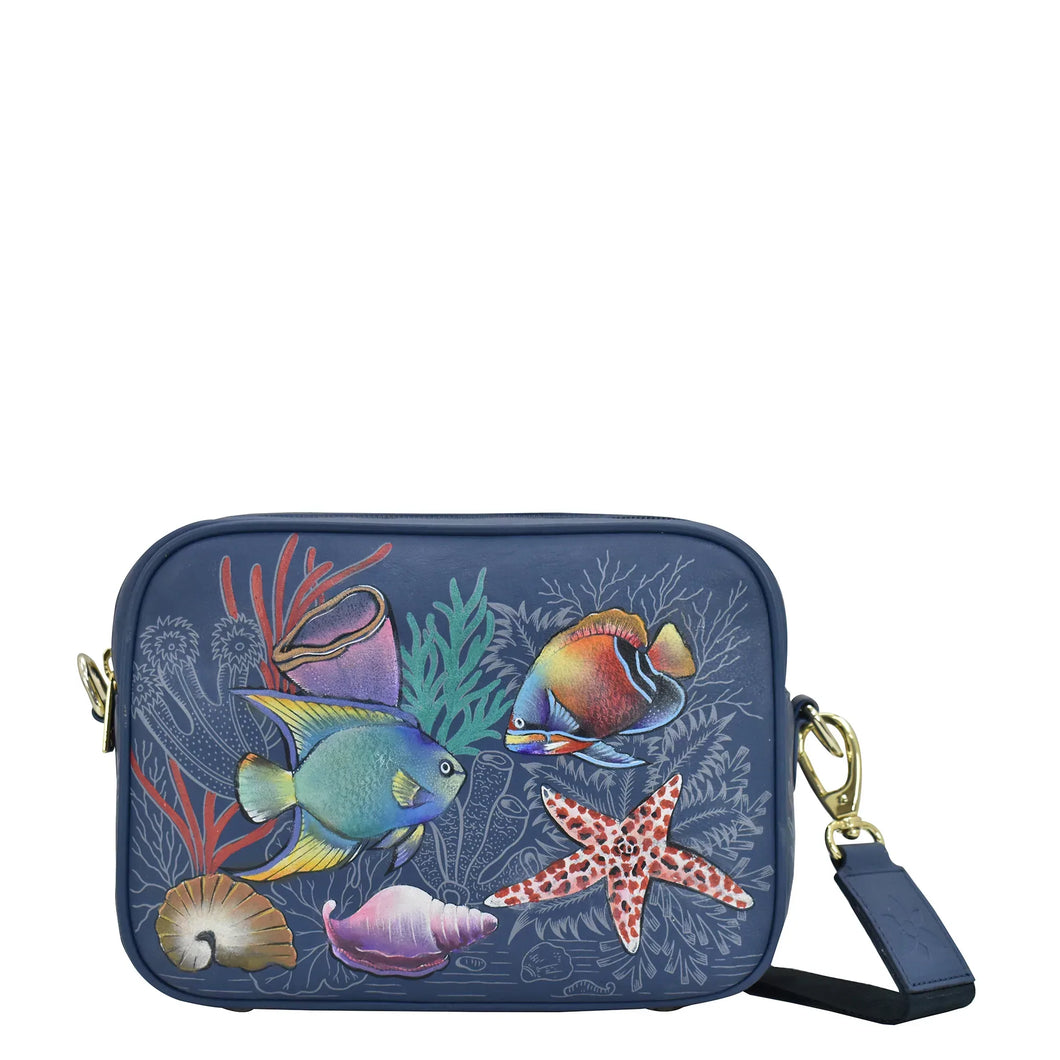 Anuschka Twin Top Messenger with Mystical Reef painting