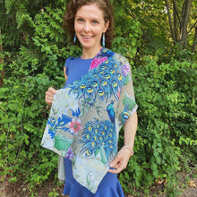 Load image into Gallery viewer, Anuschka Style 3300, Printed Printed Chiffon Scarf. Regal Peacock print
